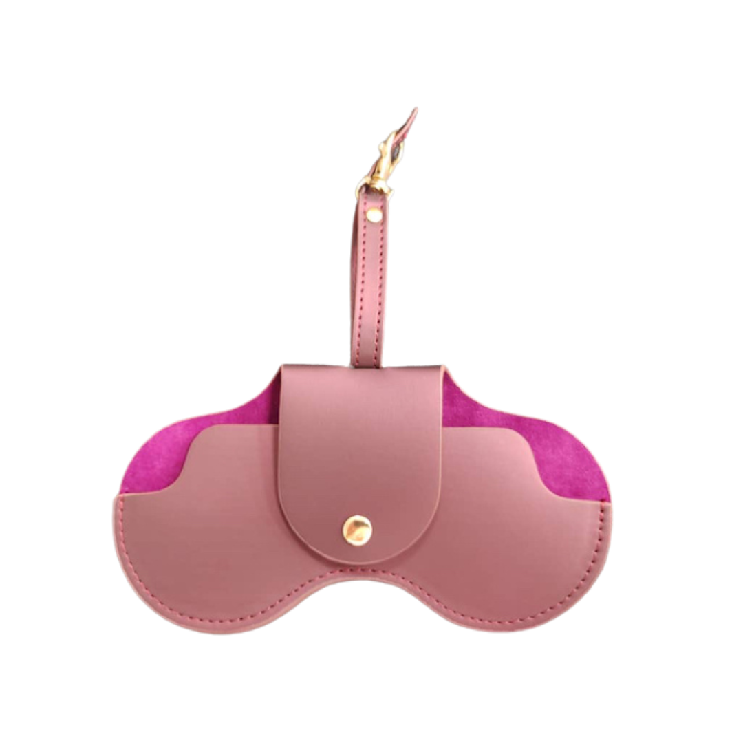 Mauve Barbie x Sol Kyst sunglasses case - back view.