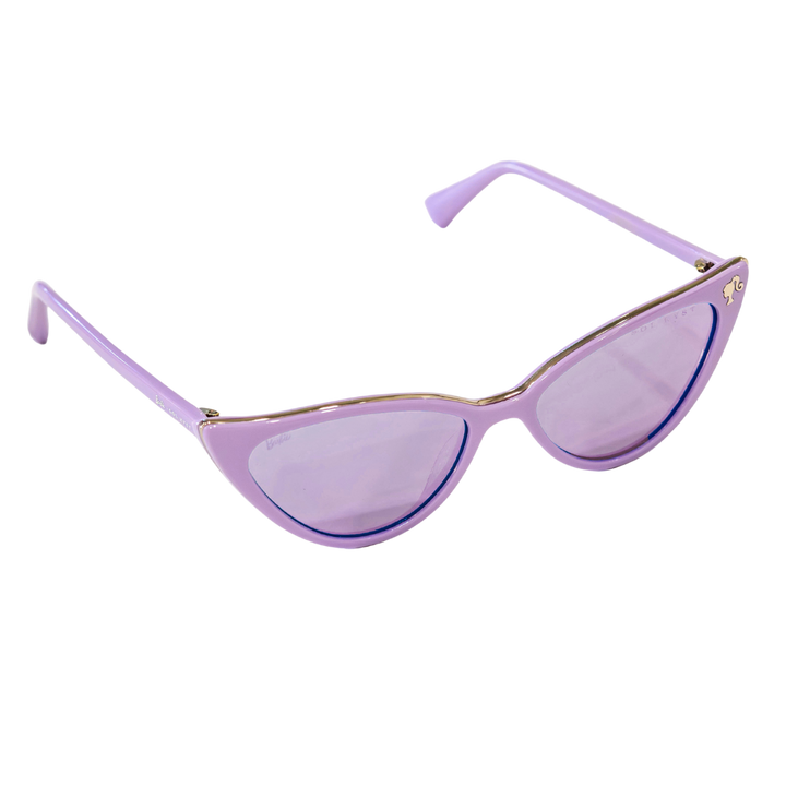 Lavender Barbie women's cat eye sunglasses, with lavender tinted lenses - Angled View.
