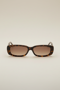 A pair of brown patterned sunglasses with a full frame design.
